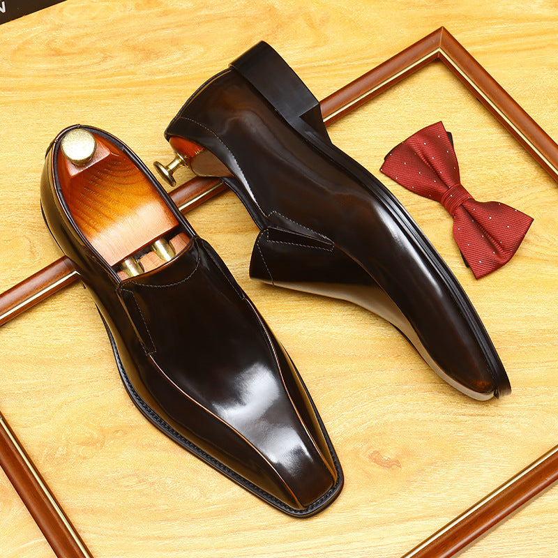 Men's Burnished Patent Leather Pointed Toe Loafers