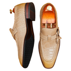 Men's Crocodile Embossed Buckle Tassel Dress Loafers