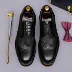 Men's Chunky Lug Sole Wingtip Brogue Leather Derby Shoes