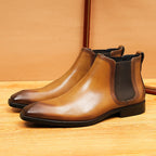 Men's Fashion Pointed Slip-On Leather Chelsea Boots