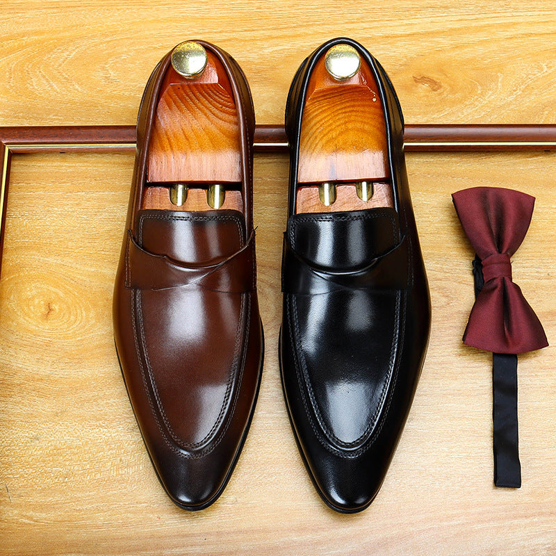 Men's Vintage Pointed Toe Slip-On Leather Loafers