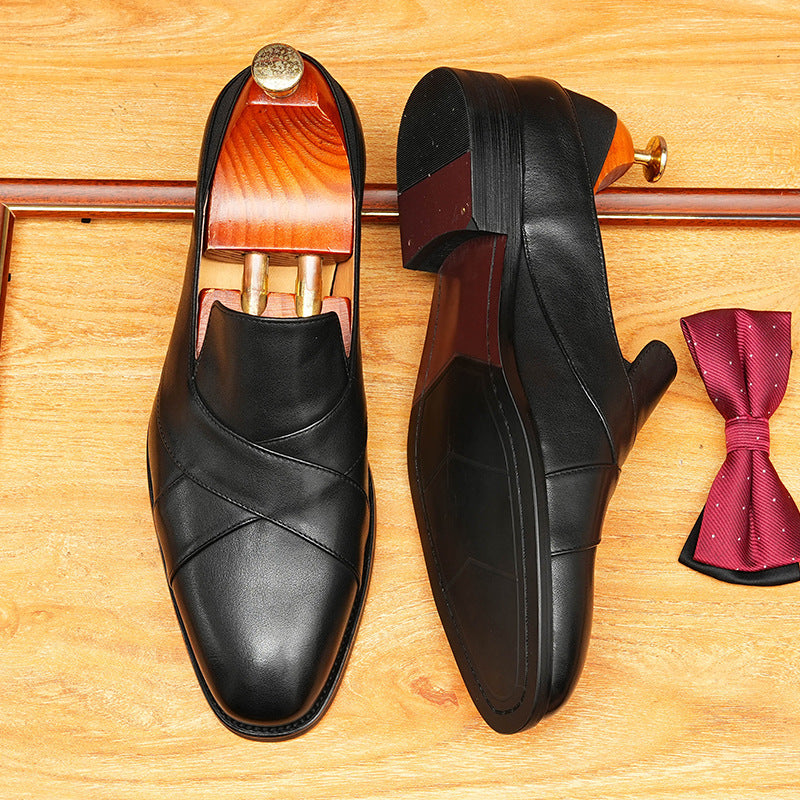 Men's High-Gloss Patchwork Leather Dress Loafers