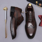 Men's Wingtip Brogue Chisel Toe Leather Oxfords