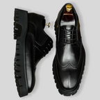Men's Patina Leather Chunky Lug Sole Wingtip Derby Shoes