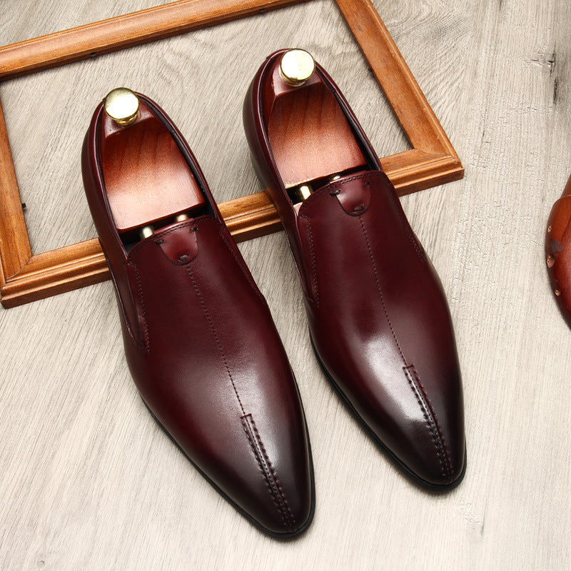Men's Minimalist Pointed Toe Leather Dress Loafers