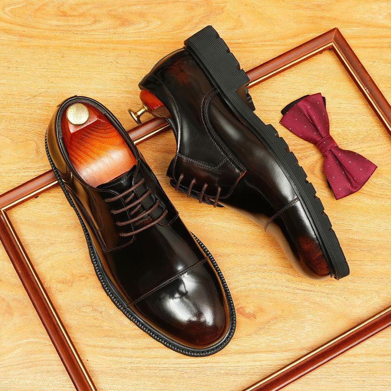 Dark Brown Round Toe Lace-up Oxford Shoes for Business Casual Wear