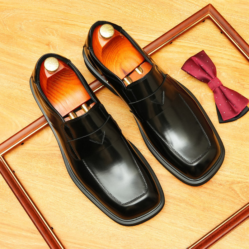 Men's Patent Leather Square Toe Slip-On Loafers