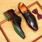 Men's Crossover Single Monk Strap Leather Formal Shoes