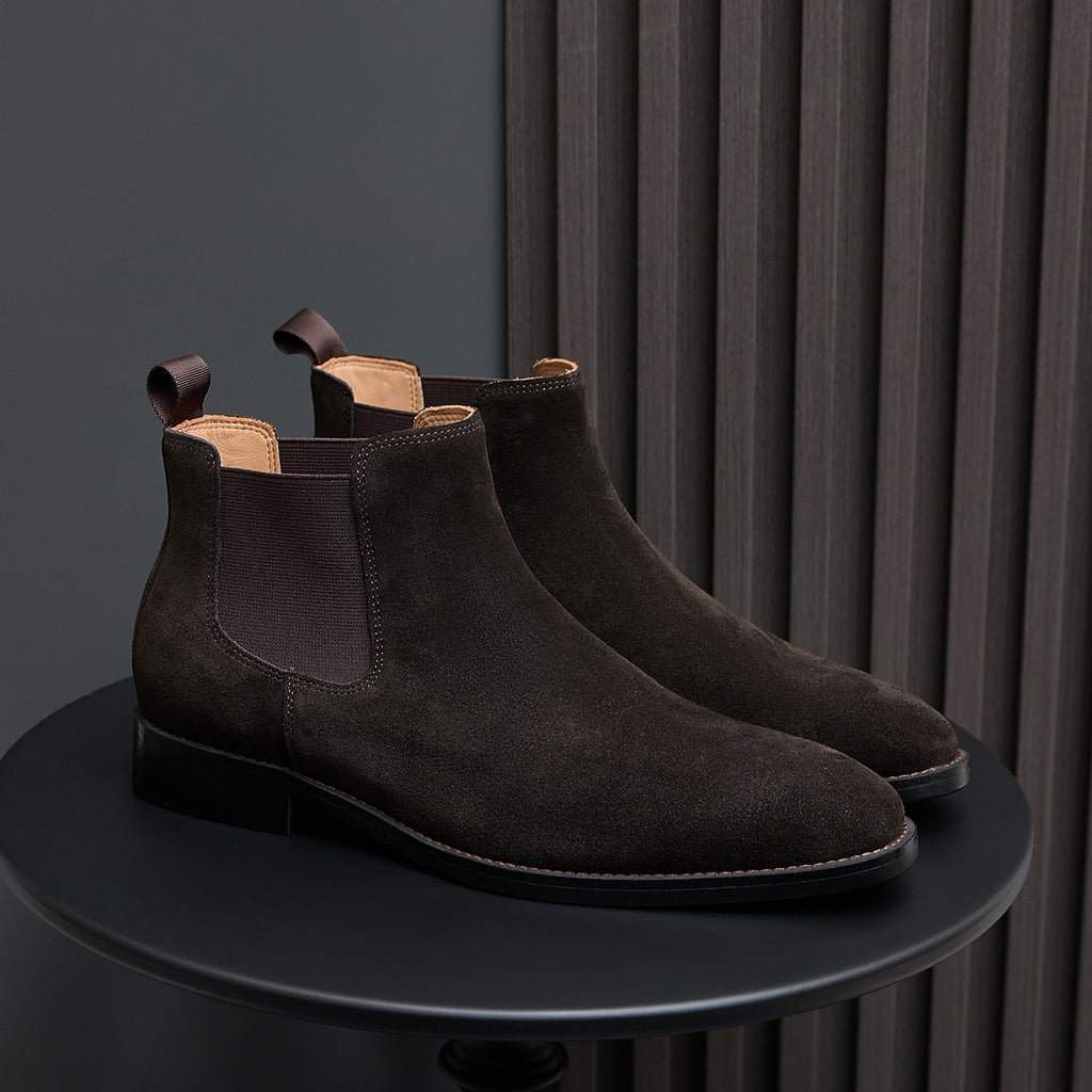 Chisel Plain Toe Suede Chelsea Boots for Men