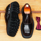 Men's Vintage Square Toe Platform Dress Loafers