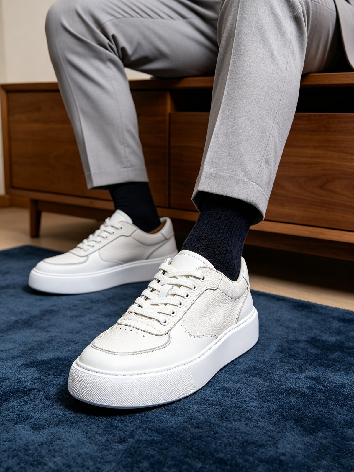 Men's Premium Patina Leather Dress Casual Sneakers