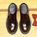 Men's Burnished Round Toe Chunky Sole Mule Loafers