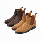Men's Suede Chisel Plain Toe Elastic Chelsea Dress Boots