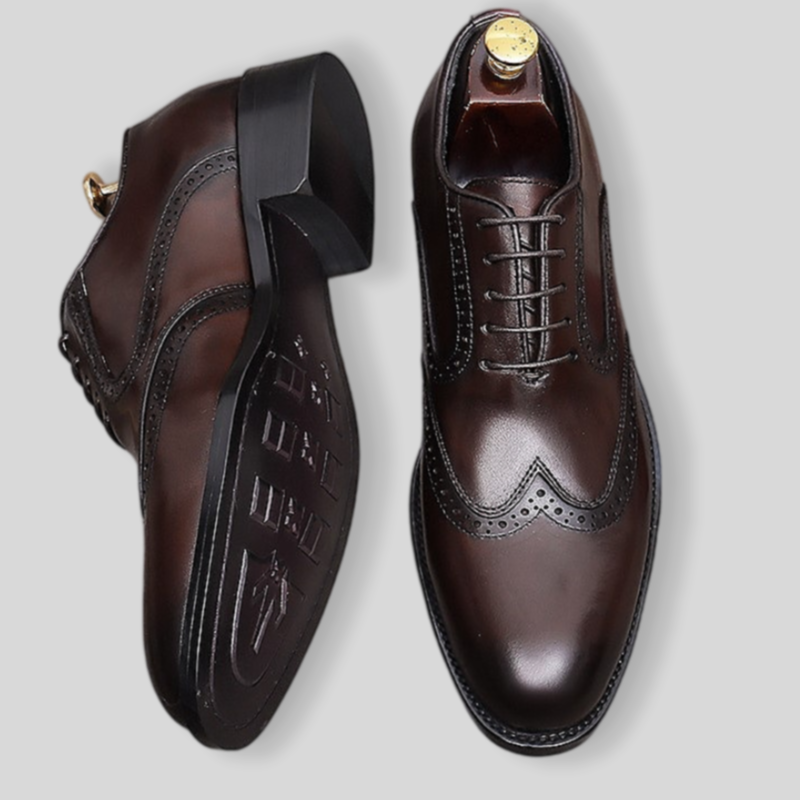 Men's Wingtip Brogue Chisel Toe Leather Oxfords