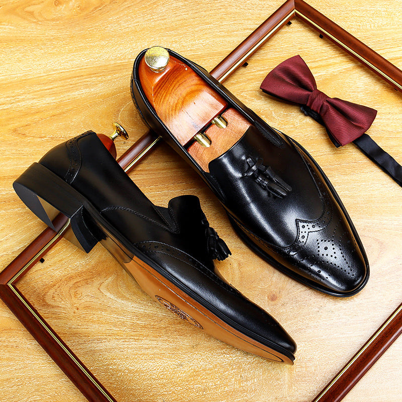 Men's Classic Leather Brogue Tassel Loafers