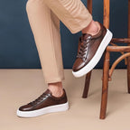 Men's Premium Pebbled Leather Classic Sneakers