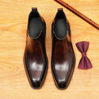Men's Business Casual Pointed Chelsea Boots - Leather Slip-On