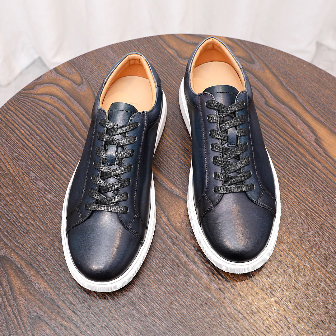 Men's Premium Minimalist Patina Leather Casual Sneakers