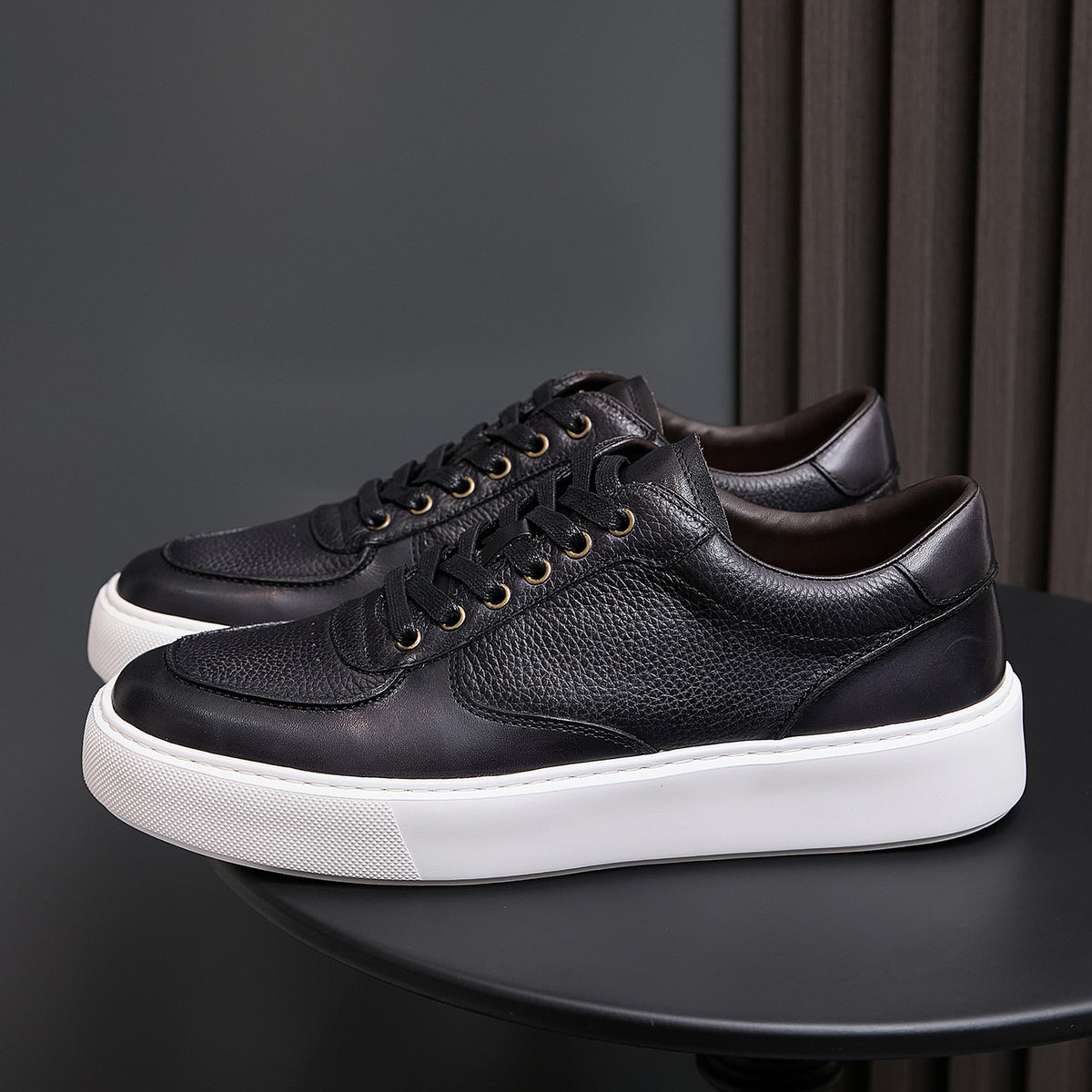 Men's Premium Patina Leather Dress Casual Sneakers