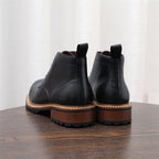 Cap Toe Leather Contrast-Welt Lace-Up Boots for Men