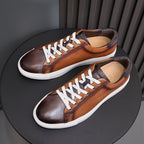 Men's Premium Two-Tone Patina Leather Sneakers