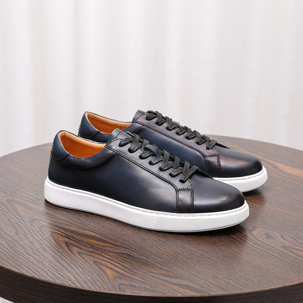 Men's Premium Minimalist Patina Leather Casual Sneakers