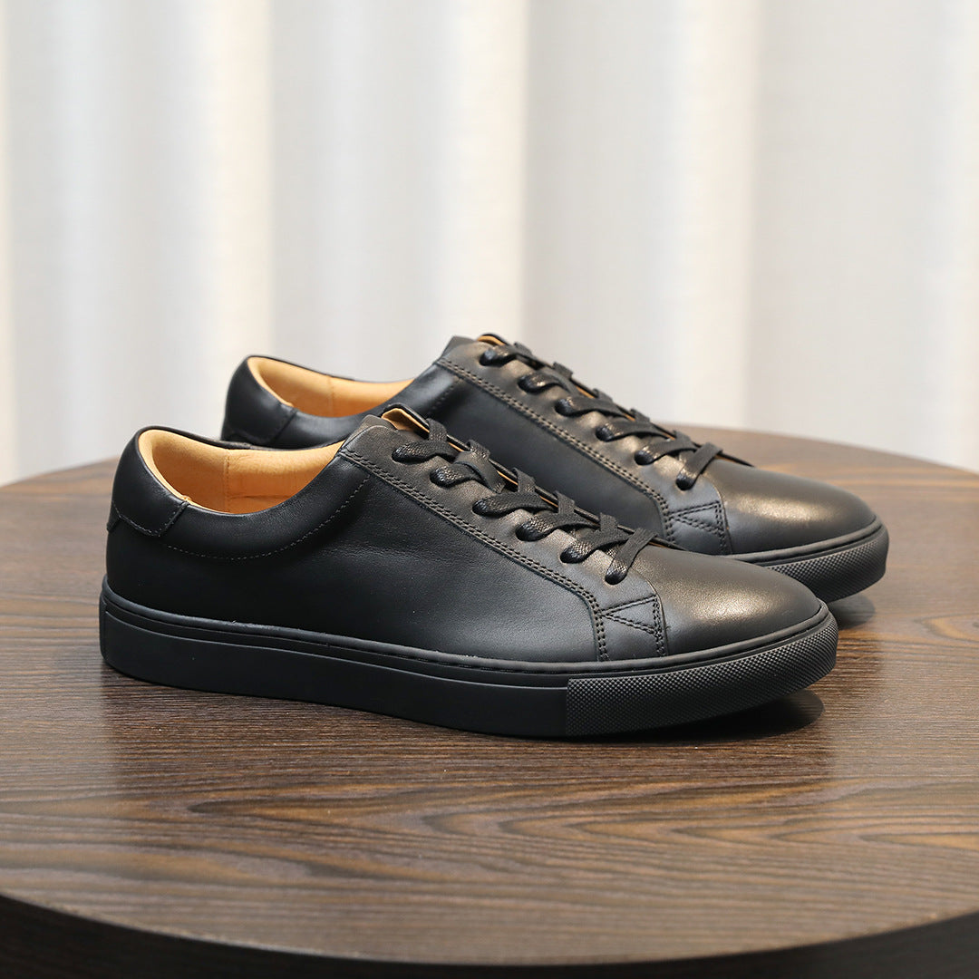 Men's Classic Triple-White Leather Low-Top Sneakers