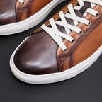 Men's Premium Two-Tone Patina Leather Sneakers