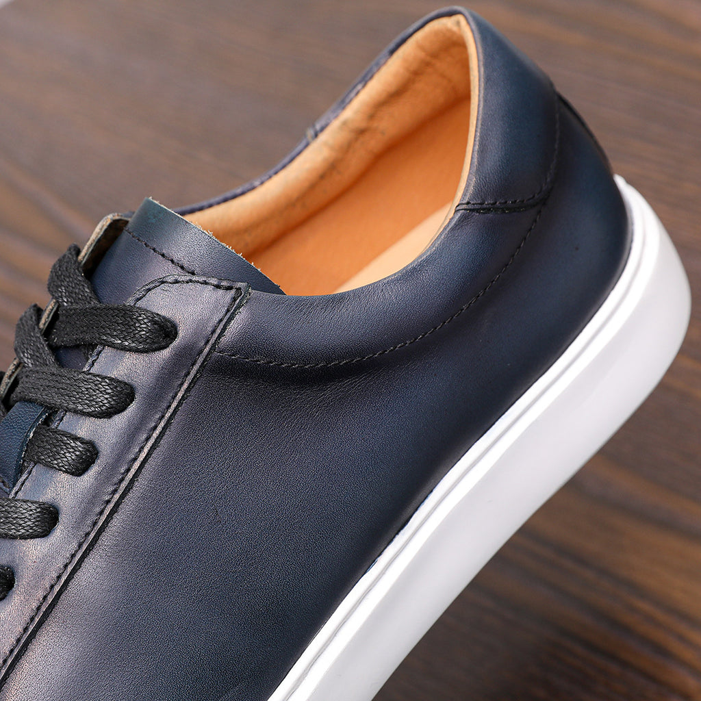 Men's Premium Minimalist Patina Leather Casual Sneakers