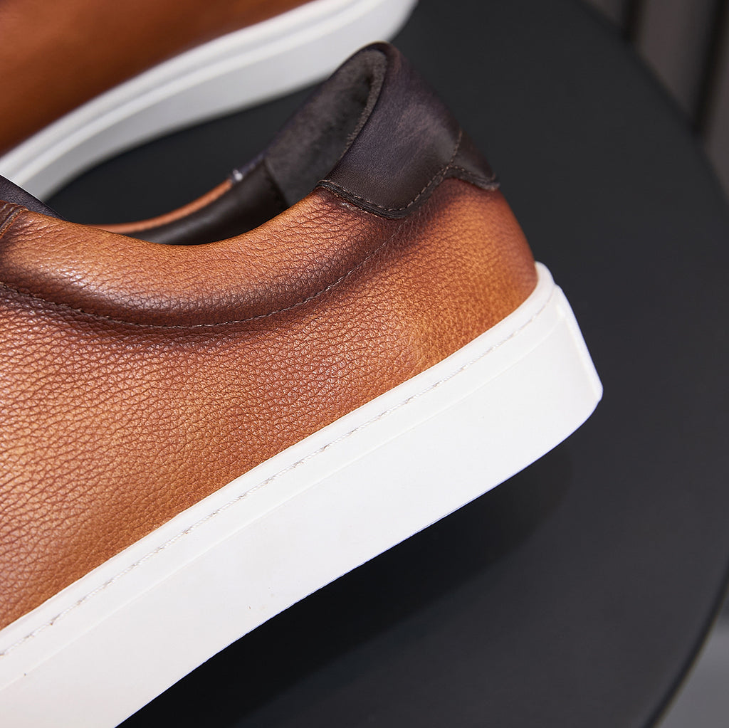 Men's Premium Two-Tone Patina Leather Sneakers