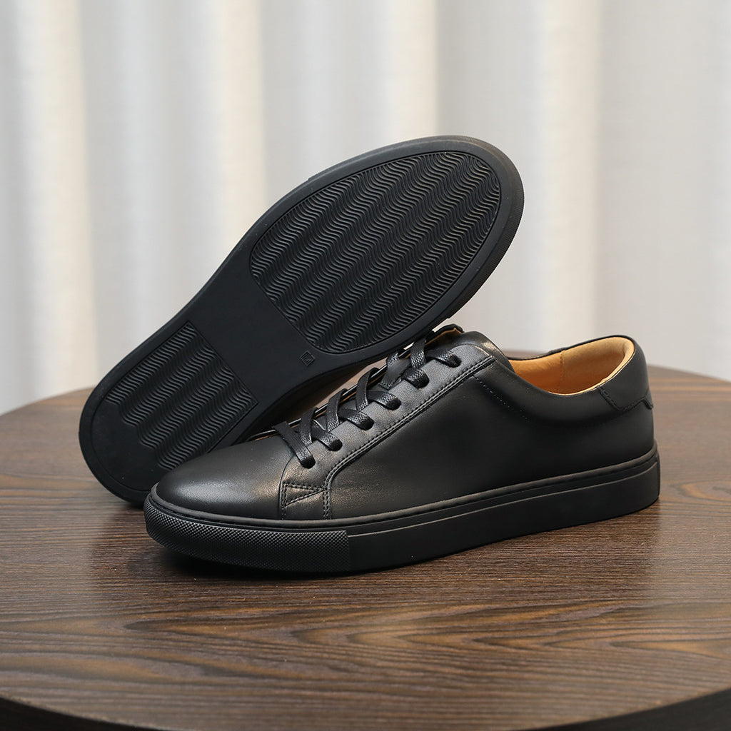 Men's Classic Triple-White Leather Low-Top Sneakers