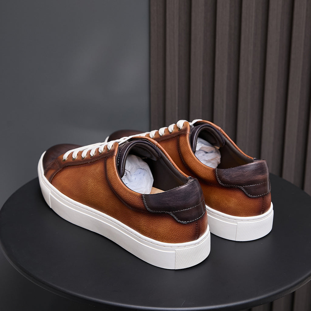 Men's Premium Two-Tone Patina Leather Sneakers