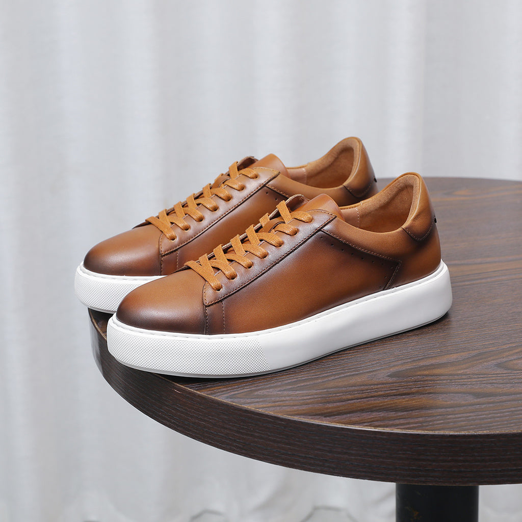 Men's Premium Gradient Burnished Leather Sneakers
