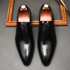Men's Minimalist Pointed Toe Leather Dress Loafers