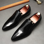 Men's Minimalist Pointed Toe Leather Dress Loafers