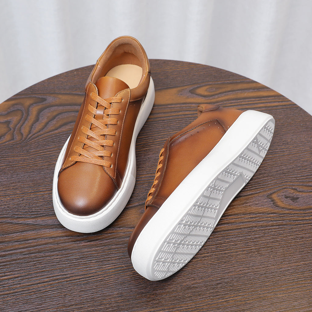 Men's Premium Gradient Burnished Leather Sneakers