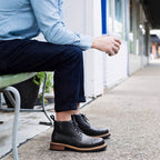Cap Toe Leather Contrast-Welt Lace-Up Boots for Men