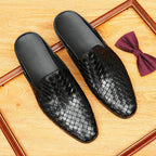 Men's Woven Leather Closed-Toe Mule Loafers
