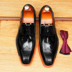 Men's Brogue Tassel Square Toe Leather Loafers