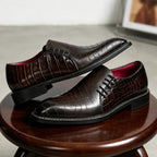 Men's Letter-Detail Crocodile Embossed Dress Loafers