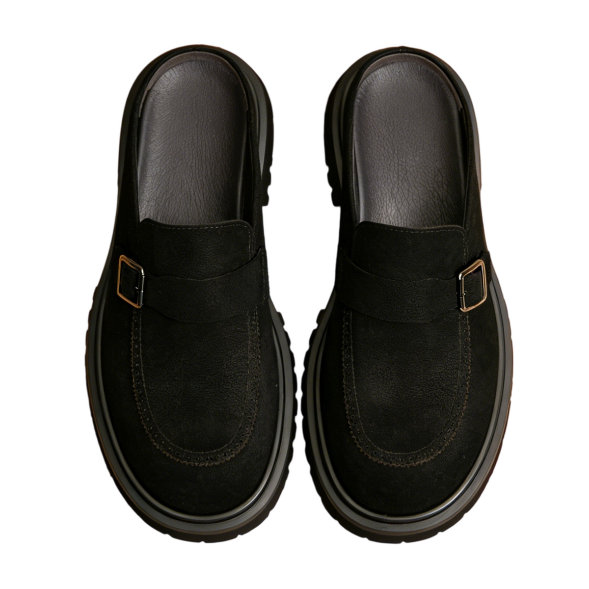 Men's Burnished Leather Closed-Toe Casual Mule Loafers