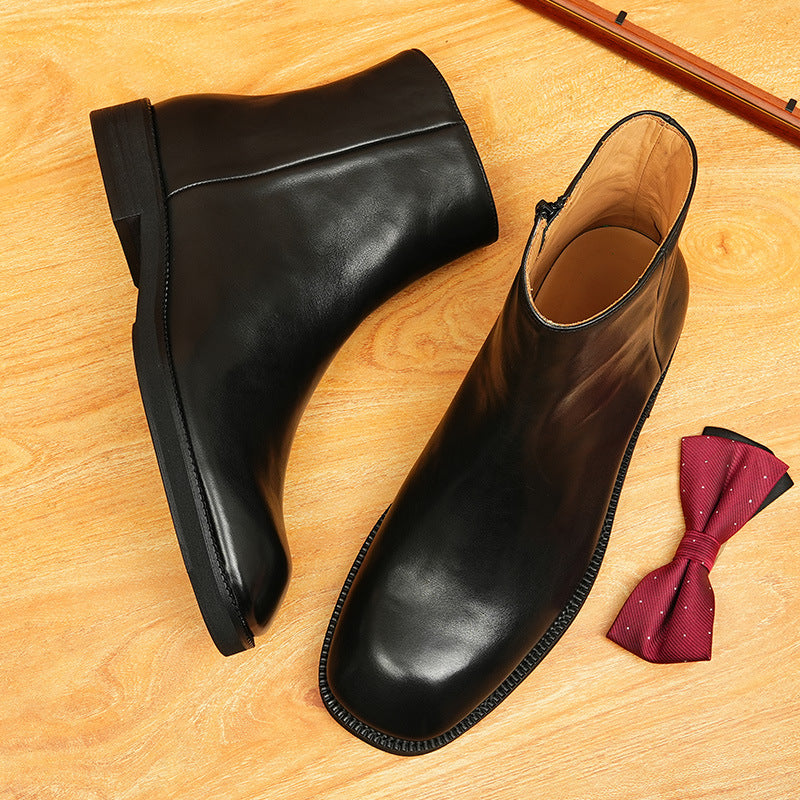 Men's Classic Genuine Leather Side-Zip Dress Boots