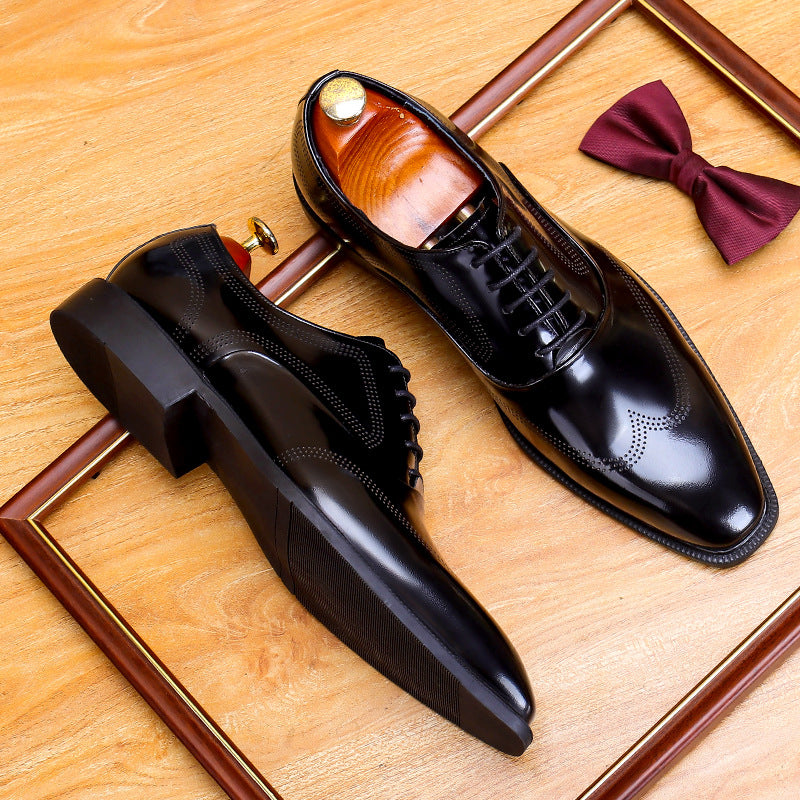 bomeishoes classic formal shoes for men Lace-up Oxford shoes Black