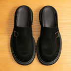 Men's Burnished Leather Closed-Toe Casual Mule Loafers