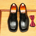 Men's Patent Leather Square Toe Slip-On Loafers