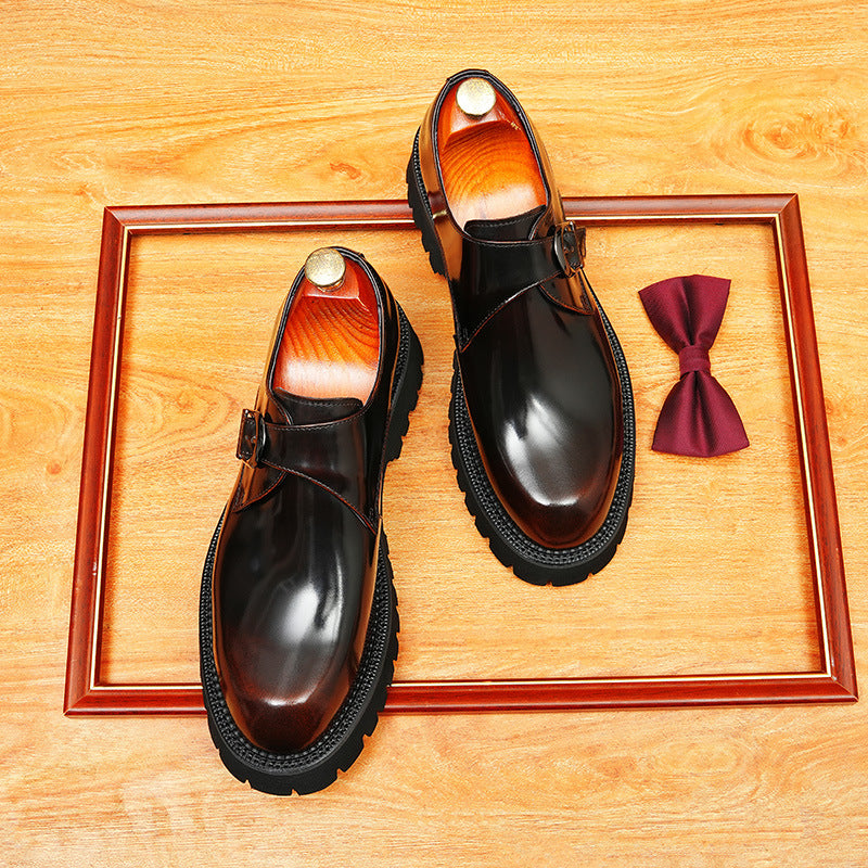 Men's Minimal Single Monk Strap Leather Formal Shoes