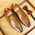 Men's Crocodile Embossed Pointed Toe Dress Loafers
