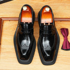Men's Platform Brogue Leather Slip-On Dress Loafers