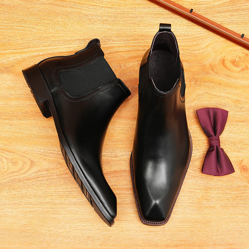 Men's Tailored Pointed Slip-On Leather Chelsea Boots