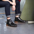Men's Leather Plain Toe Side-Zip Chelsea Dress Boots